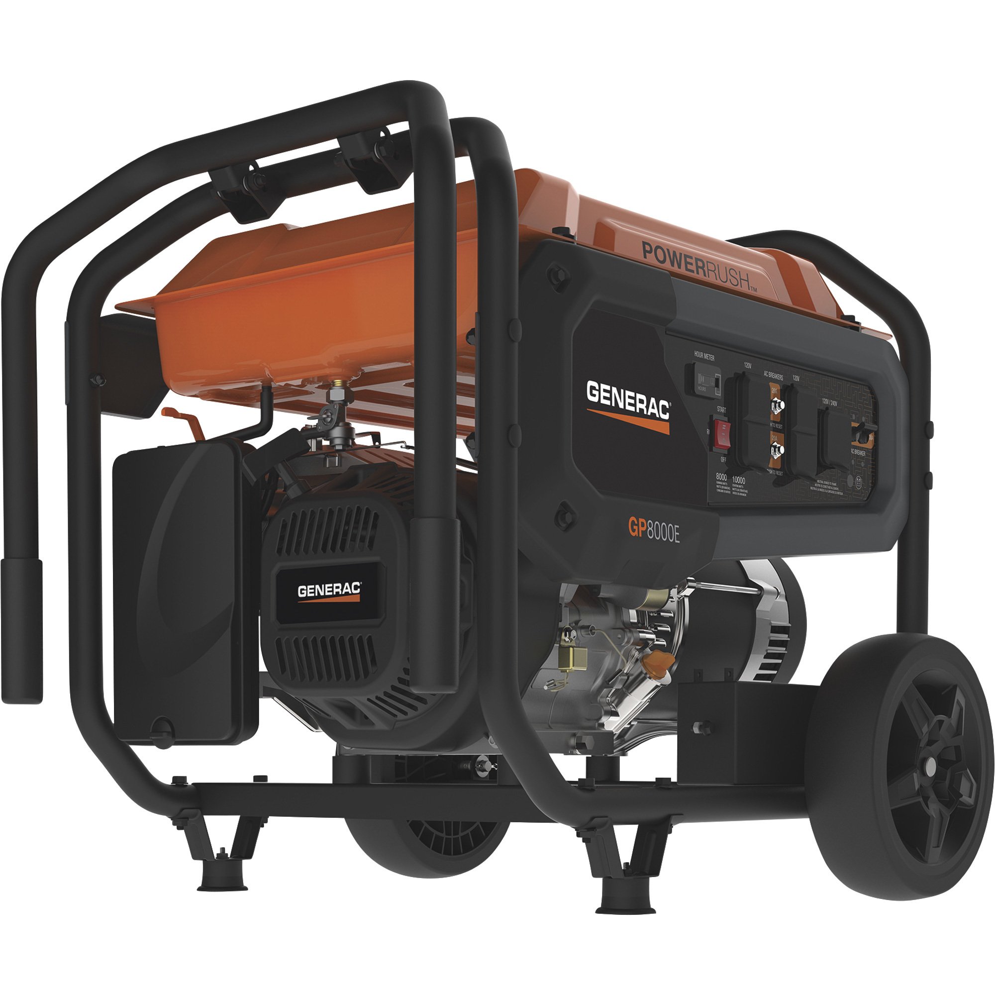 Generac Portable Generator, 10,000 Surge Watts, 8000 Rated Watts, Electric Start, Model# 7686